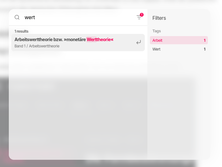 Tag-Filter im Suchmenü